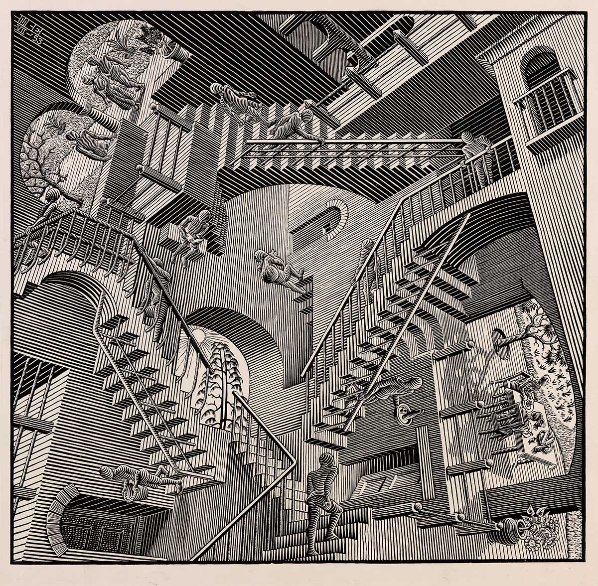 エッシャー Escher　リトグラフ『版画のギャラリー』アクリル板画　1956年 エッシャー Escher リトグラフ『版画のギャラリー』アクリル板画